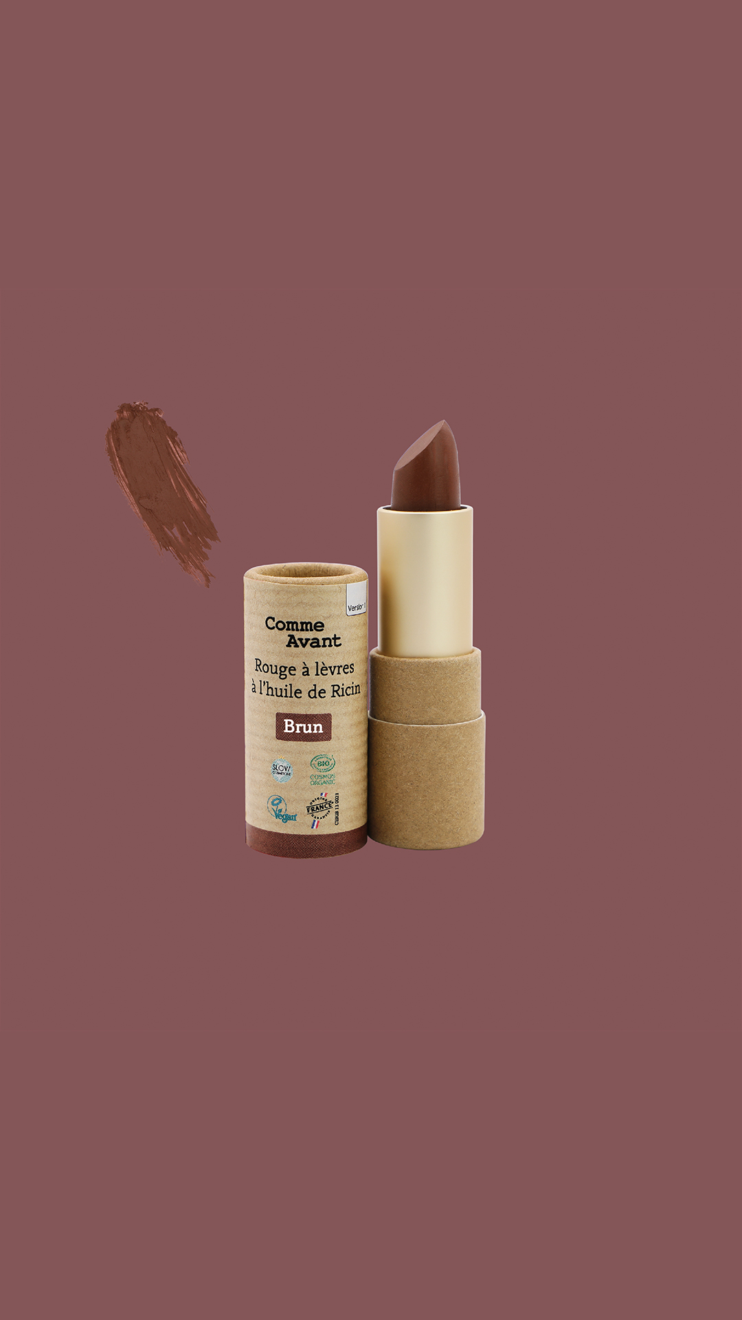 Rouge à Lèvres Brun Bio - Vegan & Longue Tenue - Sans Dioxyde de Titane
