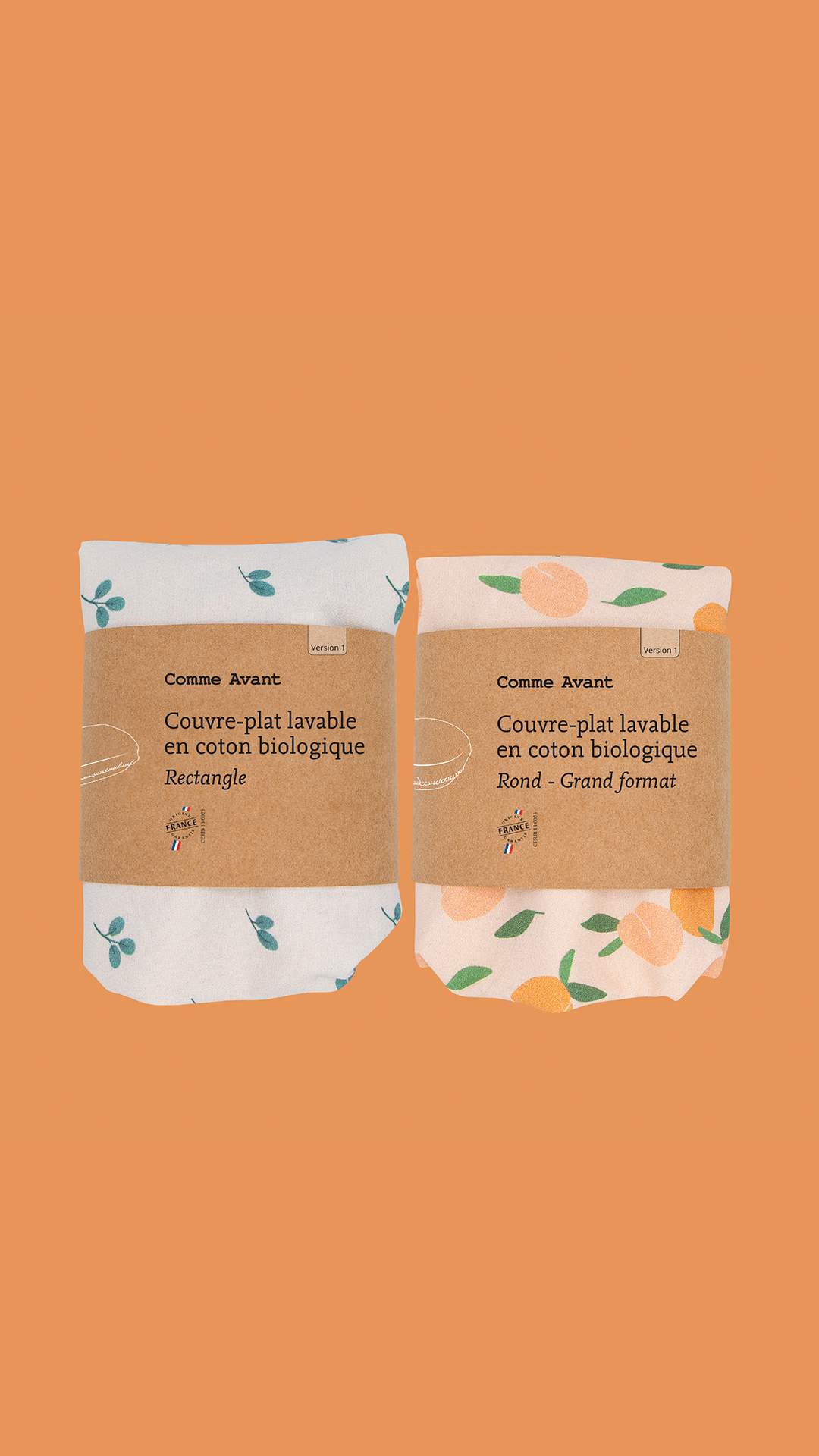 Couvre-plat Lavable Coton Bio - Adapté à tous Contenants - Réutilisable - Zéro Déchet - Fabrication Française