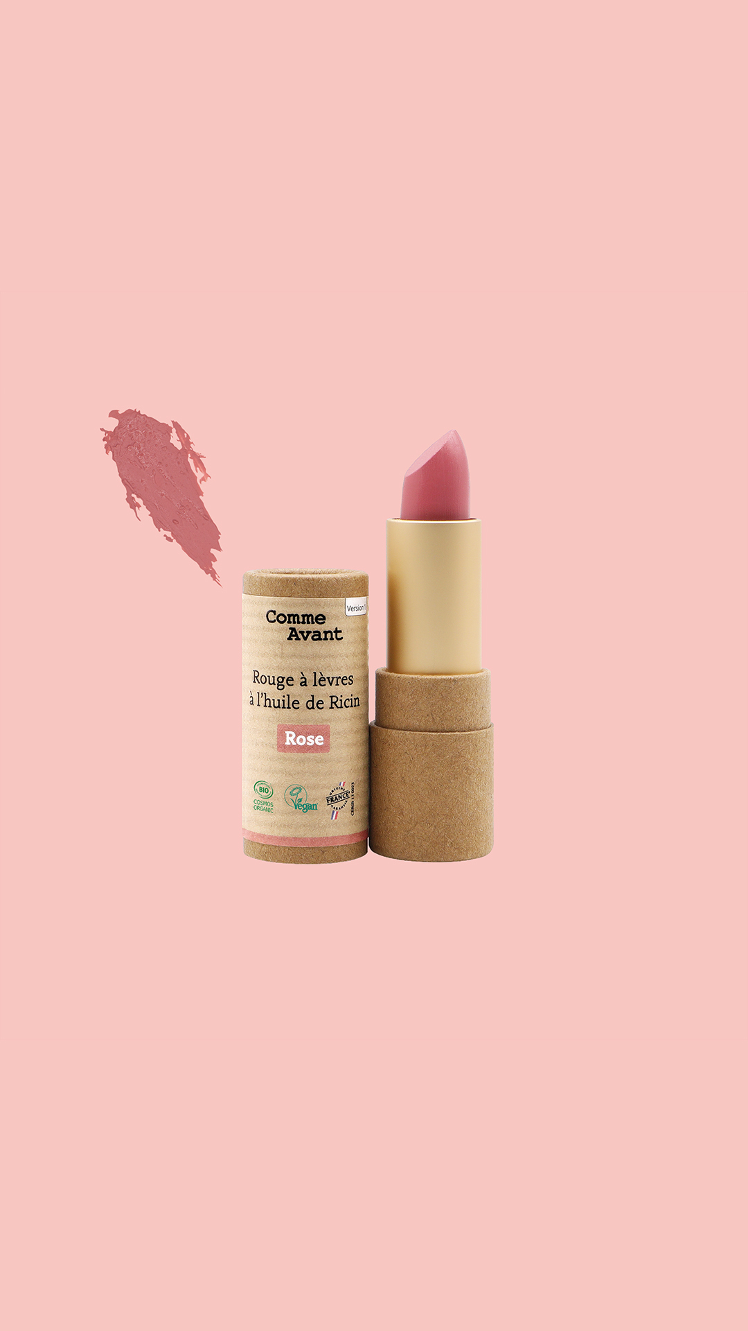 Rouge à Lèvres Rose Bio - Vegan & Longue Tenue - Sans Dioxyde de Titane