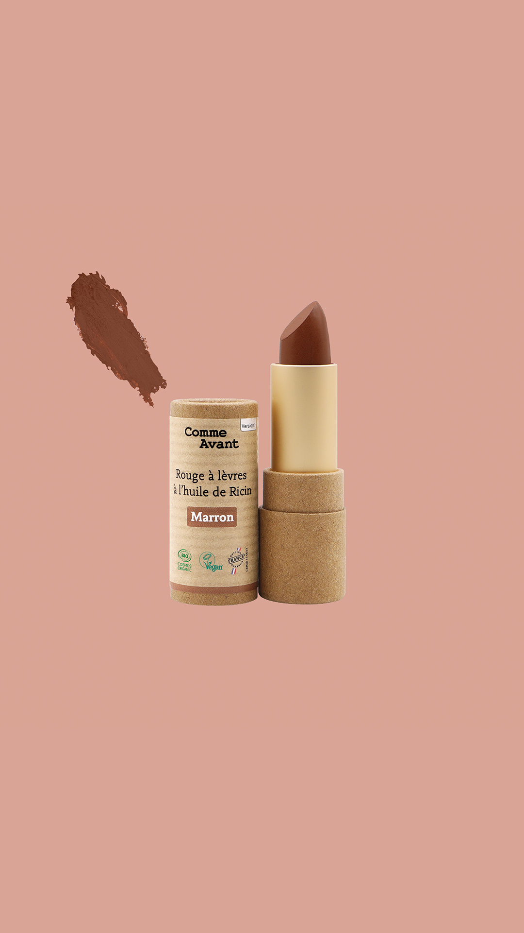 Rouge à Lèvres Marron Bio - Vegan & Longue Tenue - Sans Dioxyde de Titane